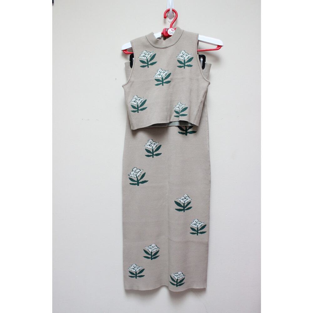 Rhode Jude/Ettie Floral Knit Crop Midi Skirt 2 PC Set Size Small - Picture 2 of 9